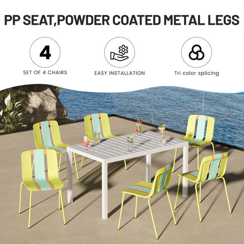 Modern Striped Blocking Single Chairs (Set of 4)