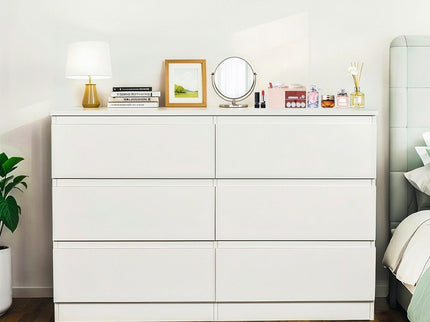 6 Drawer Dresser With Spacious Countertop And Concealed Handles