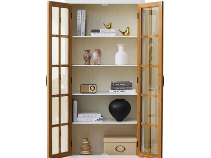 Rustic Style Display Cabinet With Glass Doors For Collectibles
