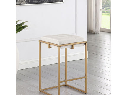 Square Counter Height Stools (Set of 2) - Beige / Gold