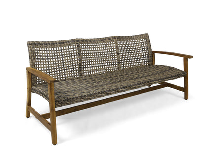 Outdoor 3 Seater Sofa With Rattan Cover - Gray