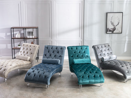 Chaise Lounge Indoor, Button Tufted Upholstered Chaise Lounge Chair With Pillow