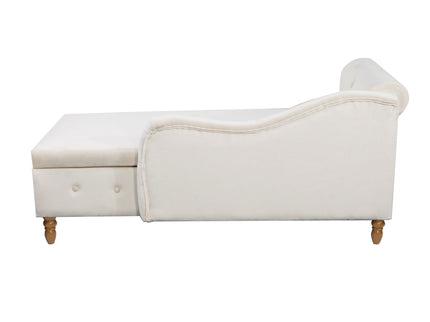 Chaise Lounge Indoor, Lounge Chair For Bedroom With Storage & Pillow, Modern Upholstered Rolled Arm Chase Lounge For Sleeping With Nailhead Trim For Living Room Bedroom Office