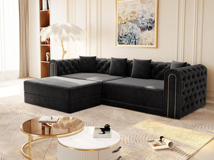3-In-1 Convertible Sleeper Sofa With Movable Ottoman For Living Room