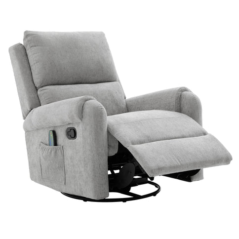 Manual Recliner Massage Chair With Swivel Rocker, 8 Massage Modes, Side Storage Pocket