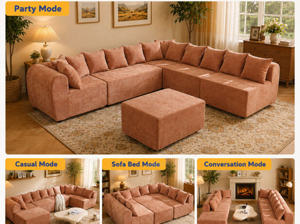 8 Seater U-Shaped Couch With Ottoman
