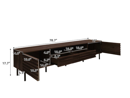 TV Stand For TVs Up To 85" With Closed Storage, Soft Closing Hinges - Walnut