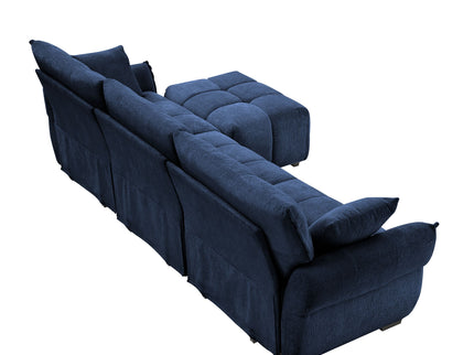 Sofa Set With Ottoman And Pillows, Textured, High Resilience Cushions