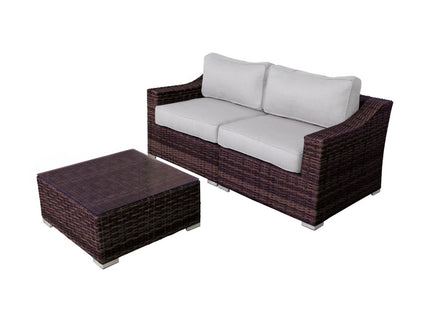 Wicker 2 Person Conversation Set, Durable Outdoor Seating With Cushions Mix - Brown Mix