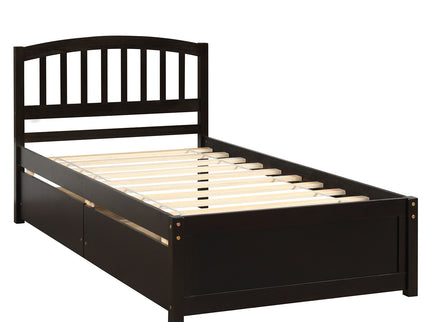 Platform Storage Bed Wood Bed Frame With Two Drawers And Headboard