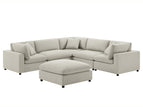 Beige / 4 Seater Sectional And Ottoman