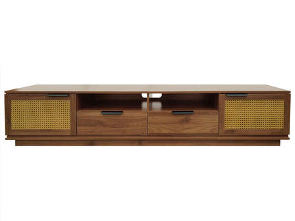 TV Stand With 2 Drawers And Open Shelving - Walnut