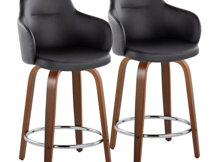 Boyne - Contemporary Fixed Height Counter Stool With Swivel With Round Footrest (Set of 2)