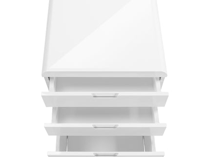 File Cabinet, Rolling Mobile, Storage Drawers, Printer Stand, Office, Work, Glossy Contemporary, Modern - White