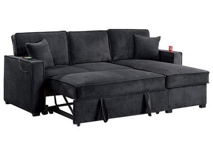 Convertible Sectional With USB / USB - C Port, Storage Chaise, Pull-Out Bed
