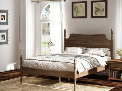 Retro 4 Poster Platform Bed Frame With Curved Tall Headboard