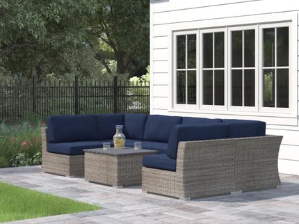 Wicker Sectional Sofa With Cushions And Table