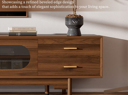 Modern TV Stand With Fluted Glass Doors & 2 Drawers