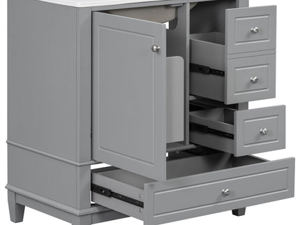 Freestanding Bathroom Vanity With Sink, Soft Close Door, 3 Drawers
