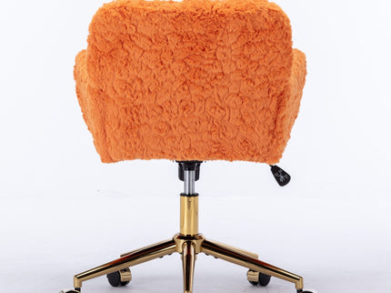 Office Chair, Artificial Rabbit Hair Home Office Chair With Metal Base, Adjustable Desk Chair Swivel Office Chair, Vanity Chair