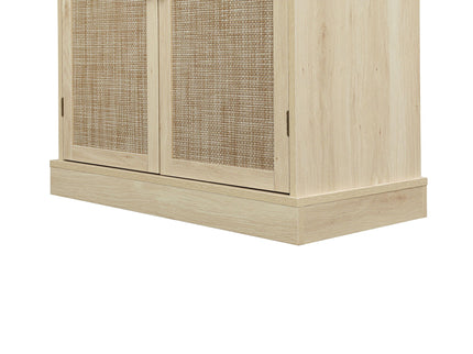 4 Door Storage Cabinet With 1 Drawer And 4 Adjustable Inner Shelves - Natural