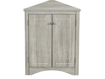 Triangle Bathroom Storage Cabinet With Adjustable Shelves, Freestanding Floor Cabinet - Oak