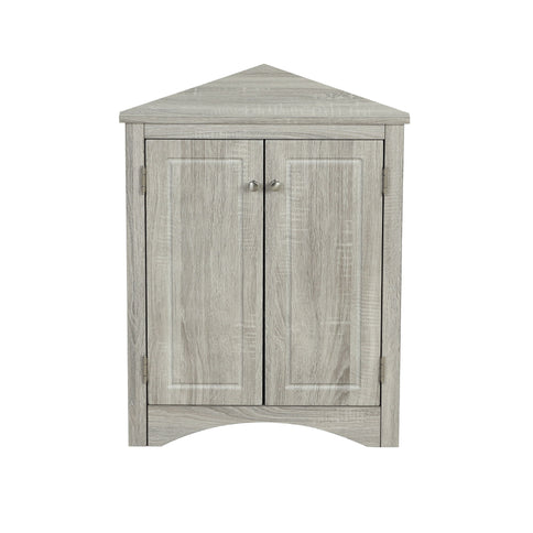 Triangle Bathroom Storage Cabinet With Adjustable Shelves, Freestanding Floor Cabinet - Oak