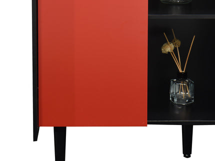 Modern Sideboard Buffet Cabinet With Doors And Unique Panel Styling