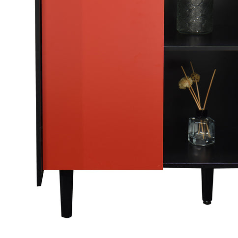 Modern Sideboard Buffet Cabinet With Doors And Unique Panel Styling