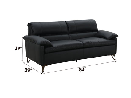 Eilene - Top Grain Leather Loveseat - Black