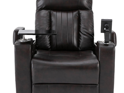 Power Recliner With Storage Arms, Cupholders, Swivel Tray Table And Cell Phone Stand - Brown