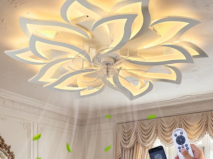Ceiling Fan With Remote Control And Lights, 6 Speeds, 3 Color Temperatures, Low Profile Flush Mount