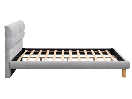 Upholstered Platform Bed Frame With Cookie Shaped Headboard