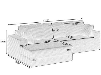 Modern Minimalist L Shape Modular Sectional Sofa, Couch