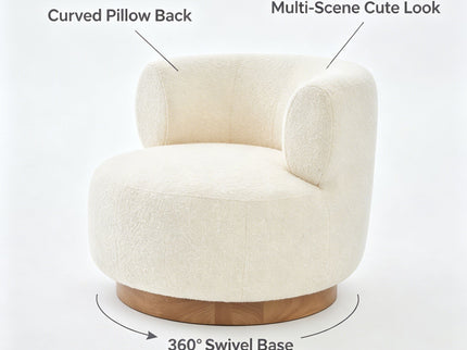 Swivel Accent Chair With Curved Backrest For Home Decor - Beige