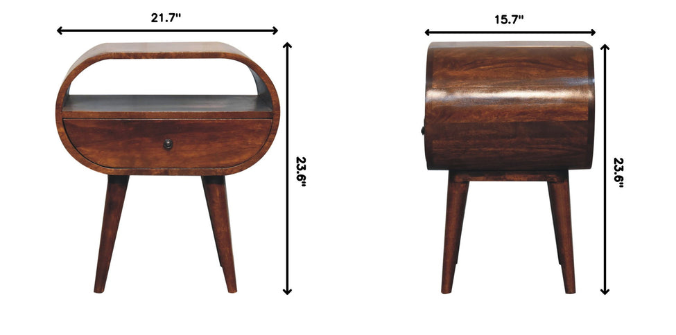 Large Chestnut Circular Bedside