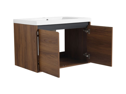 Bathroom Vanity Set With Resin Countertop Sink And 2 Doors, Engineered Wood