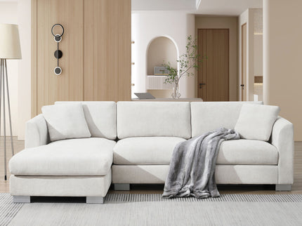 Modern Cloud Sectional Sofa L Shaped Luxury Couch Set With 2 Free Pillows 4 Seat With Oversized Chaise