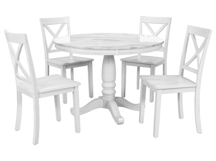 5 Pieces Dining Table And Chairs Set For 4 Persons, Kitchen Room Solid Wood Table With 4 Chairs
