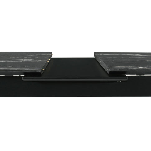 Bellingham - Dining Table With Self Storing Extension Leaf - Black Marble-Look Sintered Stone