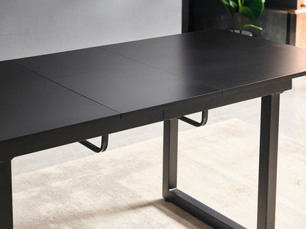 Square Extendable Dining Table With Metal Leg, Modern Space Saving Kitchen Table For Living Room