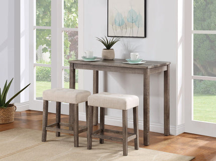 Lux - 3 Piece Counter Height Pub Table With Tufted Stools (Set of 3)