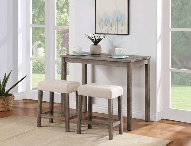 Lux - 3 Piece Counter Height Pub Table With Tufted Stools (Set of 3)