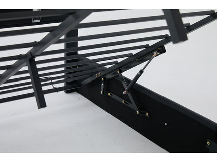 Upholstered Platform Bed Frame With Adjustable LED Headboard, USB C-Charging, Hydraulic Lift