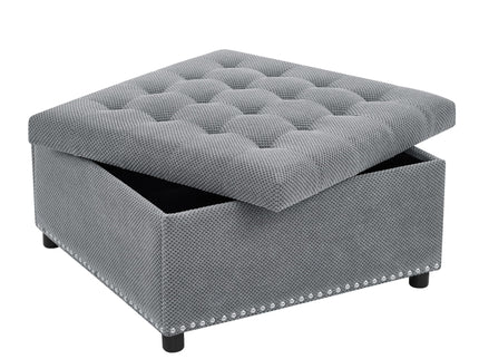 Square Tufted Storage Ottoman With Nailhead Trim
