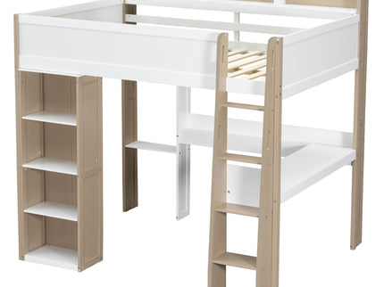 Loft Bed With Built In Storage Shelves, Clothes Rail, And Desk