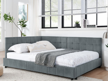 Elegant Storage Upholstered Tufted Bed Frame With Backrest And Armrests