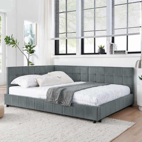 Elegant Storage Upholstered Tufted Bed Frame With Backrest And Armrests