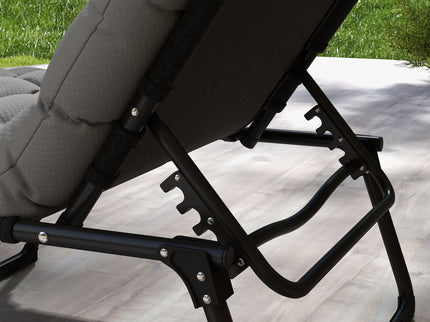 Outsunny - Outdoor Chaise, Adjustable Folding Chaise Lounge With 4-Position Backrest, Magazine Pocket, Removable Head Pillow, Sun Bathing Lounger Chair For Patio, Beach - Gray