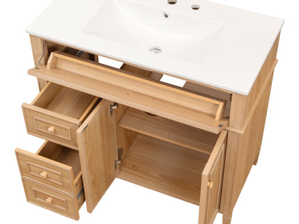 Bathroom Vanity With Sink, 3 Drawers & 2 Doors